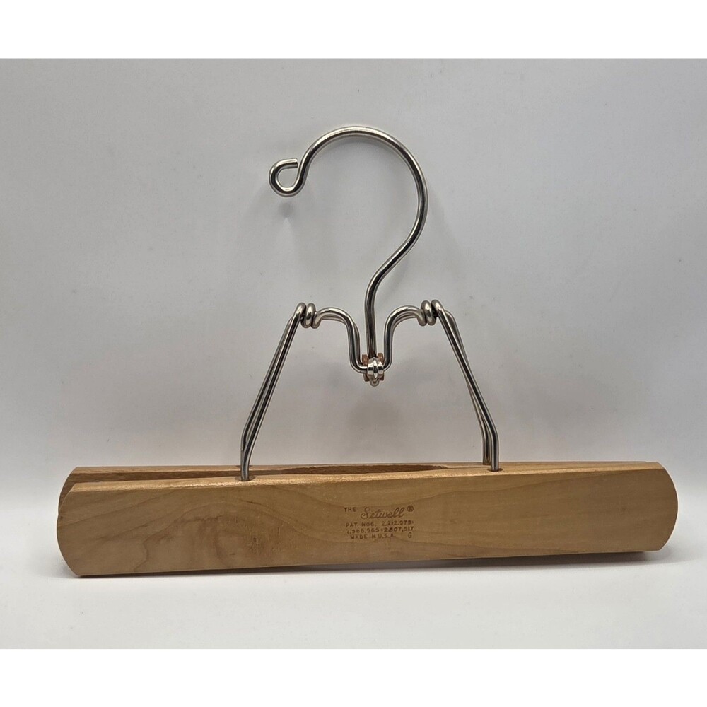 Lot of 5 VTG Wooden Pant Hangers 4 Setwell 1 Unbranded Made in the USA